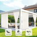 MIULEE Ivory Privacy Outdoor Curtains Waterproof Non-See-Through Semi Sheer 2 Panels Set Elegant Rod Pocket for Patio, Porch, Pergola, Cabana, Gazebo, 52 X 84 Inch Long