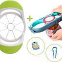 OCEANDEEP Apple Slicer and Corer Set  OCEANDEEP Stainless Steel Apple Cutter with Soft Grip + Adjustable Jar Opener Tool  Kitchen Gadgets for Easy Fruit & Lid Removal
