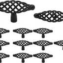 12 Packs Oval Birdcage Cabinet Knobs, 3" Length Birdcage Drawer Pulls, Iron Bird cage Cabinet Handles, Flat Black