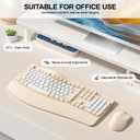 Ergonomic Wireless Keyboard and Mouse Combo, Wave Keys Keyboard with Wrist Rest for Natural Typing, 3 DPI Adjustable Ergonomic Silent Mouse for Computer/Laptop/Windows/Mac (Latte Color-B)