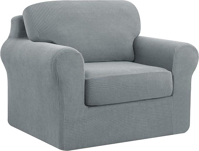 SUBRTEX Stretch Sofa Slipcovers, 3 Pieces Sofa Covers, Back Cushion Covers, Furniture Protector, Collection for Oversized Sofa, Loveseat or Chair, Slipcovers (Small, Grey)