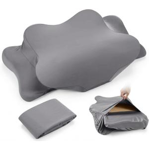 Hahafelt Cooling Cervical Pillowcase Cover with Envelope Closure (Only Pillow Case) Ergonomic Neck Pillowcase Smooth Soft Cool Pillow Cover for Side Back Stomach Sleepers(Dark Gray,Queen Size)
