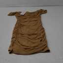 PRETTYGARDEN Summer Dresses for Women 2025 Off Shoulder Ruched Mesh Cocktail Party Graduation Bodycon Mini Short Dress (Khaki,Small)