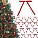 3 x 24 Pcs Velvet Christmas Tree Bows Velvet Bows for Christmas Tree Pre-Cut Ribbon for Xmas Tree, Garland Decor, Wreath, Gift Decorations (5x7 Inches, 3/8" Wide - Red)
