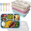 4-Pack Snackle Box Container Set for Bento Box,Food Storage Meal Prep, Lunch Box, Crisper Keep Fresh Lunchable Container Reusable & Leakproof Wheat Straw | Eco-Friendly (4 Compartment33.8oz))