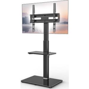AX WABER Universal Floor TV Stand with Mount 70 Degree Swivel 9 Level Height Adjustable and Space Saving Design for Most 27 to 65 inch LCD, LED OLED TVs One Shelf