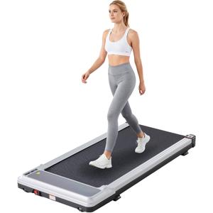 Sweetcrispy Compact Armless Treadmill for Small Spaces, Quiet Under-Desk Walking Pad, Slim & Portable Design for Home Office Workouts, Ideal for Apartments and Work-from-Home Fitness, Silvery