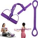 21 Fitness Resistance Bands-6 Tube Pedal Ankle Puller, Multifunction Tension Rope, Pedal Resistance Band with Handle Sit Up Exercise Equipment Home Gym Tummy Trainer for Men Women