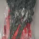 WISTART 8 Pack Christmas Artificial Poinsettia Flowers Velvet Plastic Floral Bouquet Small 7 Head Silk Red Shrub Fake Flowers Arrangement for Winter Indoor Outdoor Home Porch Xmas Holiday Decor