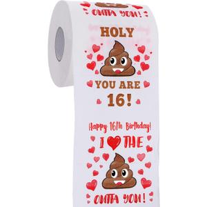 16th Birthday Gifts for Boy or Girl - Happy Prank Toilet Paper - 16th Birthday Decorations, Party Supplies Favors - Funny Gag & Novelty Bday Present for Him, Her, Friends- Sweet 16 Year Old Gift Ideas