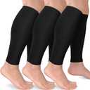 CTHH 3 Pairs Calf Compression Sleeves for Men & Women  Footless Compression Socks Leg Sleeve Support for Shin Splints (Large-X-Large, A1-3 Pack Black/Balck/Black)