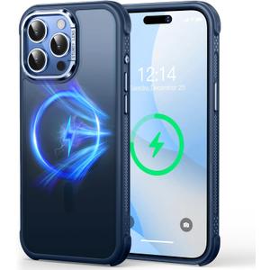 Mist-Armor Designed for iPhone 15 Pro Max Case, [Fit for Mag Safe] [Non-Slip Edge] Military Grade Protective Bumper Silicone Matte Phone Case Cover for iPhone 15 Promax 6.7" Men Women, Blue