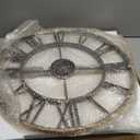 20 Inch Large Retro Wall Clock, Roman Numeral Rusty Style Round Metal Clock, Battery Operated, Silent Non-Ticking Decorative Clock for Living Room, Kitchen, Bedroom, Home, Loft - Gold