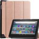 for Amazon All-New Kindle Fire 7 (12th Generation,2022 Release) Smart Cover, Ultra Slim Lightweight Folio Stand Auto Sleep/Wake Up Leather Case for New Fire HD7 12th Gen 2022 (Rose Gold)