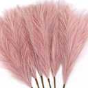 6 PCS Faux Pampas Grass Arrangement - 18"/45cm Artificial Fluffy Pompous Grass Stems for Boho Chic Home and Wedding Decor (Dust Pink)