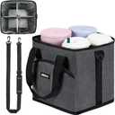 Reusable Drink Carrier with Handle Insulated, Collapsible 4-Cup Beverage Bag with No-Spill Base, Adjustable Dividers & Shoulder Strap, Portable Caddy for Delivery, Car and Travel, Gray