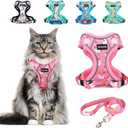 Halypet Cat Harness and Leash Set[MAX Safety 4th-Gen] Cute Escape Proof Vest Harness for Girl&Boy Cat Walking, Comfortable Adjustable Leash and Reflective Strips for Outdoor Kitten, M Pink Unicorn (Medium (13-18lb))