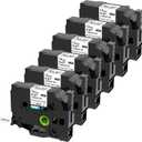 TZe-131 12mm 0.47 Laminated Clear Label Tape Compatible for Brother Label Maker Tape 12mm 0.47 Clear for Ptouch PT-D210 PT-H110 PT-D220 PT-D400 PT-D600, Black on Clear, 6 Packs