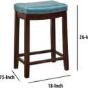Linon Claridge Backless Counter Stool Blue Faux Leather Wood Frame in Dark Brown, unspecified