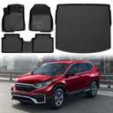 Mixsuper CRV Floor mats-Floor Mat & Cargo Liner for Honda CR-V CRV 2017-2022 (NOT for Hybrid), All Weather TPE Rubber Floor Liners Protection for CRV Accessories, Full Set Anti-Slip Car Mats, Black