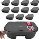 Exterminators Choice Compact Mouse Bait Station - Heavy-Duty Outdoor Mouse Bait Box - Lockable Design with Key - Versatile Indoor & Outdoor Use - Pack of 12, Black, 4.75in x 3.5in x 1.25in