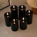 Gmnee 3"x4" Outdoor Waterproof Flameless Candles with Remote Timers Plastic | 2 Pack Battery Operated Candles, LED Candles, Electric Fake Pillar Candles for Patio, Porch, and Lanterns Decor (Black)