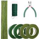 Floral Tape and Flower Stems Arrangement Tools Kit, 1pcs Gardening Cutter, 18 Gauge Stem Wire and 22 Gauge Paddle Wire for Bouquet Stem Wrapping and Floral Crafts