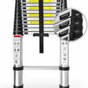 12.5FT Telescoping Ladder, Aluminum extendable Ladder, Retractable Extension Ladder for Home and Outdoor Work, Load Capacity 330 pounds