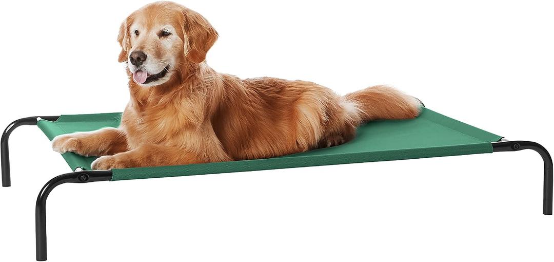 Amazon Basics Cooling Breathable Elevated Dog Bed with Metal Frame for Large Dogs, 51" x 31" x 8", Green, Easy to Assemble