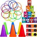 Pack of 34 Carnival Games Combo for Kids Adults, Ring Toss Bean Bag Game for Yard Outdoor Play, Family Party Games Holiday Birthday Games Halloween Christmas Party Game