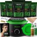 DELEXI Mens Waxing Kit for Coarse Back & Chest Hair New Heavy-Duty Edition Home Waxing System for Couples & Male Grooming Includes Analog Warmer & Precision Tools for Beard & Brows