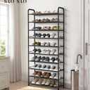 STO STO 10-Tier Shoe Rack with Sturdy Mesh Shelves, Tall Metal Shoe Organizer for Entryway, Closet, Garage, Front Door, Holds 30 Pairs, Free-Standing Large Shoe Storage Shelf, Adjustable Feet, Black