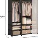 Portable Closet,Portable Closets for Hanging Clothes,Japanese Style Wardrobe with 2 Hanging Rods,6 Storage Shelves,43.3" L x 17.7" W x 65.1" H,Black