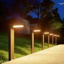 6 Pack Solar Powered Pathway Lights Outdoor Waterproof 30 LED Bright Walkway Landscape Lamp for Outside, Path, Driveway, Sidewalk, Yard, Lawn, Garden, Trail, Modern Design and 2 Modes (Warm White)