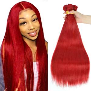 Red Bundles Human Hair Straight Bundles 24 26 28 Inch 3 Bundle Unprocessed Brazilian Virgin Hair Burgundy Straight Human Hair Extensions 50 Gram Per Bundle