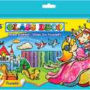 AMOS Glass Deco Window Art Kit  10.5 ml x 10 Colors  Black & Gold Liners, 3 Vinyl Sheets & Pattern Templates, Glue Stick, DIY Stained Glass Paint Set for Kids