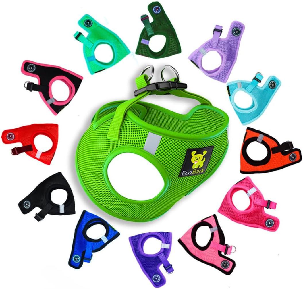 EcoBark Step in Dog Harness - Eco-Friendly Teacup Dog Harnesses for XXS, XS, and Small Dogs - Reflective and Adjustable Mini Body Halter Vest -Tiny Soft Mesh Toy Breed Harness (Green, XXXS) (XXXS- 2 to 3 lbs- Chest up to 10 in (Pack of 1))