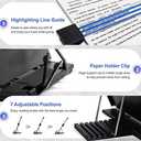 Desktop Document Holder Stand with 7 Adjustable Positions, Black Metal File Organizer Management Copyholder for Typing Speech Reading A4 Letter Music Book Tablet Office, with Paper Clip and Line Guide