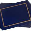 Pimpernel Classic Midnight Blue Placemats - Set of 4, Heat & Stain Resistant Dining Table Mats with Cork Backing - Elegant Blue Place Settings for Tabletop Protection - 15.7" x 11.7" Rectangle Mats