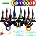 33 Pieces Halloween Party Games Toys Set Including 8 Inflatable Witch Hats Inflatable Spider Witch Hat 15 Plastic Ring Toss 8 Rings Air Pump Fun Halloween Carnival Game for Family Party Game Supplies