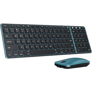 seenda Bluetooth Keyboard and Mouse for Mac, SKM64-2 Multi-Device Rechargeable Slim Wireless Keyboard Mouse Stainless Steel Full Size, Compatible with MacBook Pro/Air, iPad, iMac - Black Blue