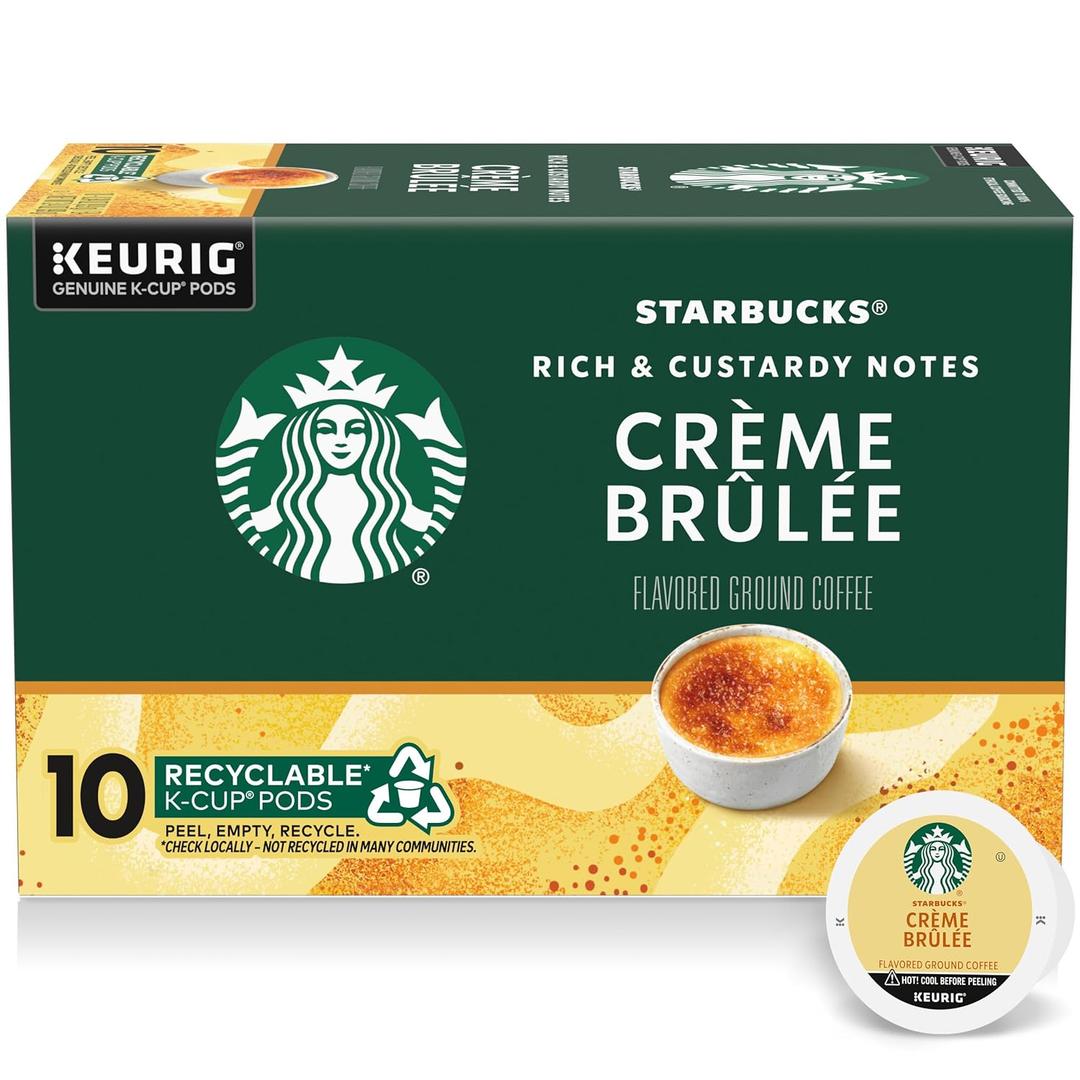 Starbucks K-Cup Coffee Pods, Crme Brle Flavored Coffee, Naturally Flavored, 100% Arabica, 1 box (10 pods)