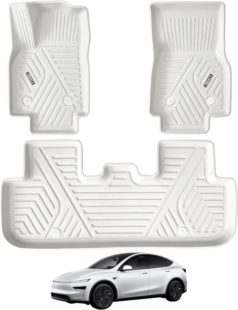 Floor Mats for 2025-2026 Tesla Model Y Juniper,White