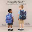 Kids Backpack for Boys Kindergarten - 15 Inch Lightweight School Bookbag fits Folder, Dinosaur Backpack for Kids 4-7 with Leakproof Insulated Pocket for Lunch and Snacks, Blue