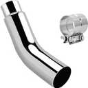 4 to 6 Inch Diesel Exhaust Tip Elbow with Clamp - Chrome Plated Or Black Coated Universal Exhaust Pipe Accessory for Trucks, Cars (Silver)