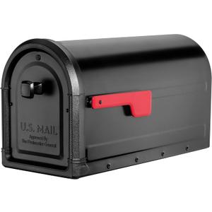 Architectural Mailboxes Roxbury Heavy Duty Steel Metal Post Mounted Mail Box for Outside, Black, Large Curbside Mailbox with Magnetic Latch
