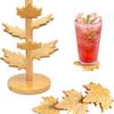 GLYHAOYIZHI 6Pcs Maple Leaf Coaster Tree Hand Polishing Wooden Trivets for Hot Dishes Drink Coasters for Kinds Cups, Small Pot