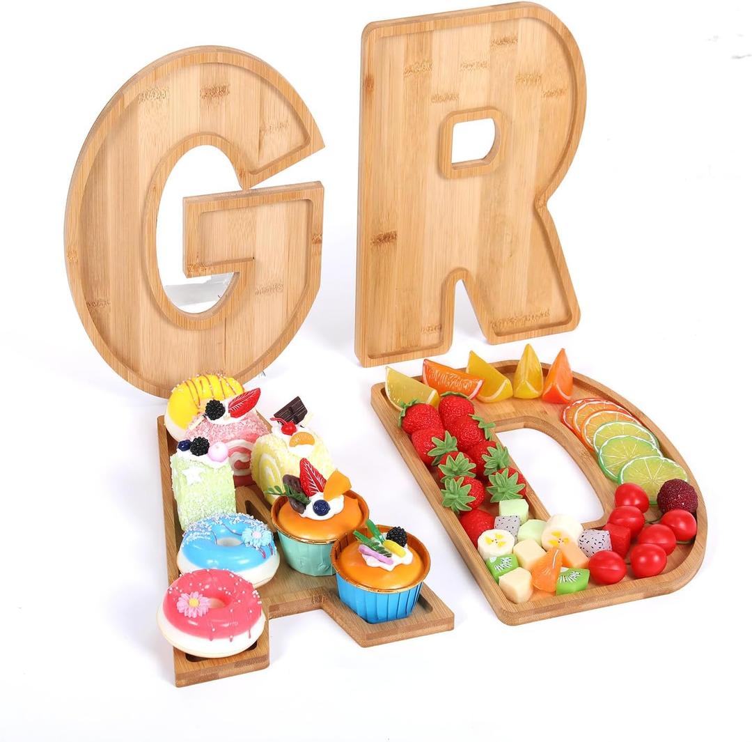 Bagrox Grad Charcuterie Letters Fillable,Wooden Grad Letters, Wood Charcuterie Letters, Fillable Letters for Food, Graduation Decorations
