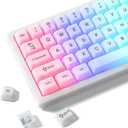 Womier Keyboard Keycaps Jelly, Cute White Keycaps 60 65 75 100 Percent, Transparent Clear Custom Key Cap Set for Cherry MX, Kailh, Outemu, Gateron Mechanical Keyboards(MDA Profile)