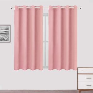 LEMOMO Pink Blackout Curtains 66 x 63 Inch Length/Set of 2 Curtain Panels/Thermal Insulated Room Darkening Blackout Curtains for Bedroom